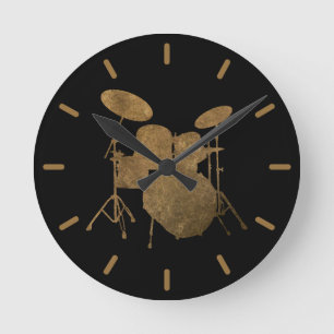 Reloj Redondo Mediano Kit de tambor de tambor Guay Rock & Roll Music Dru