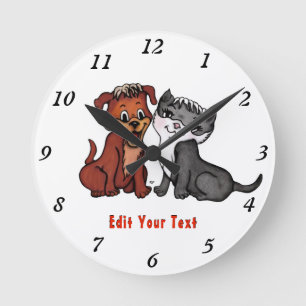 Reloj Redondo Mediano Kitty y Puppy , Editar tu texto