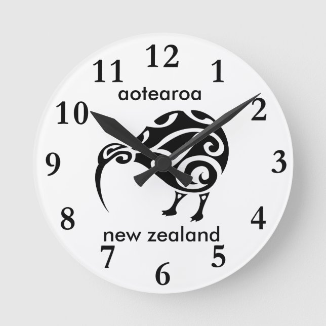 Reloj Redondo Mediano kiwi de Nueva Zelanda del aotearoa (Anverso)