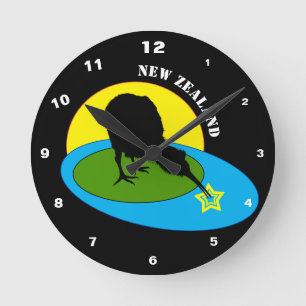 Reloj Redondo Mediano Kiwi - Viaje de aves y hermanos de Nueva Zelanda (