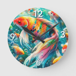 Reloj Redondo Mediano Koi Fish With Colorful Scales Wall Clock