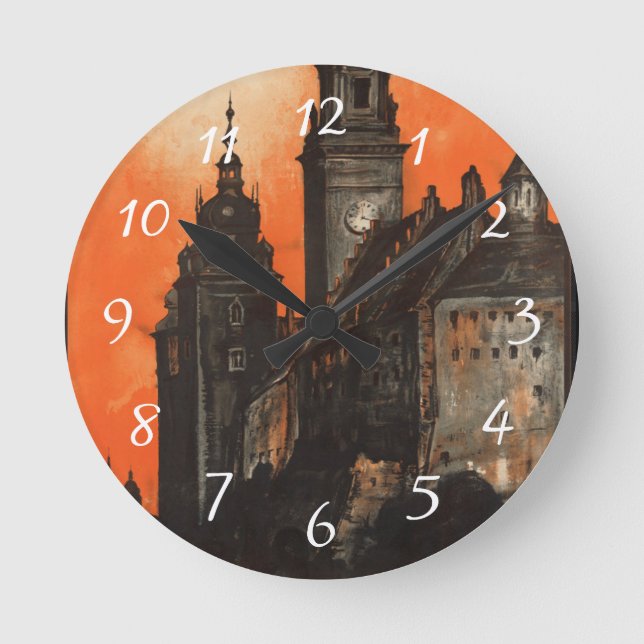 Reloj Redondo Mediano Kraków Polonia - edificios viejos de la ciudad (Anverso)