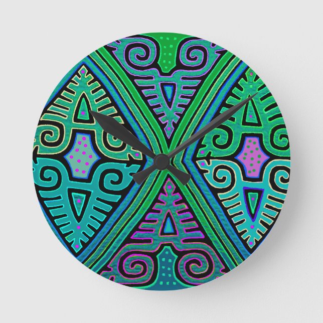 Reloj Redondo Mediano Kuna Indian Diamond Mola (Anverso)