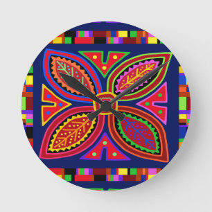 Reloj Redondo Mediano Kuna Indian Mola Flora