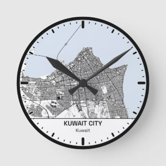 Reloj Redondo Mediano Kuwait Clock City Line Art