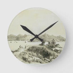 Reloj Redondo Mediano La bahía y la isla de Hong Kong, platean 4 de 'Sk