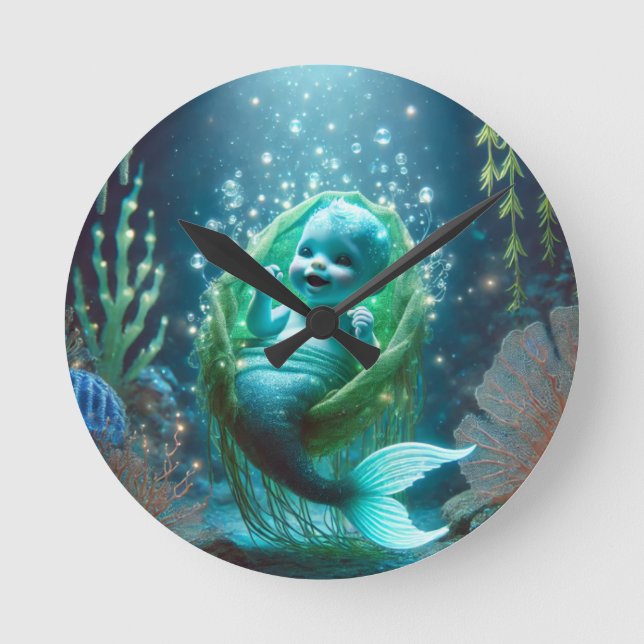 Reloj Redondo Mediano La bebé niña nacida brillantemente (Anverso)