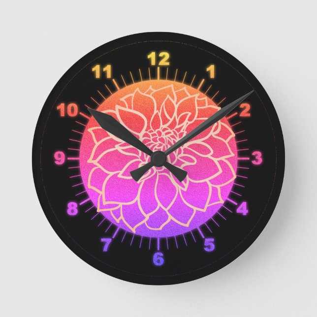 Reloj Redondo Mediano La bella Dahlia rosa   (Anverso)