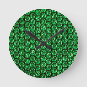 Reloj Redondo Mediano La burbuja divertida envuelve el verde   