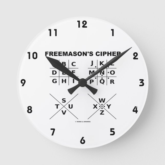 Reloj Redondo Mediano La cifra del Freemason (criptografía) (Anverso)