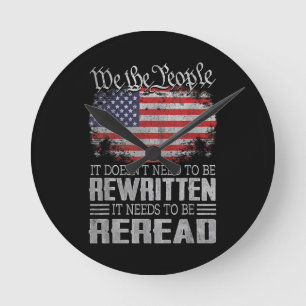 Reloj Redondo Mediano La Constitución de la Bandera de Estados Unidos ne