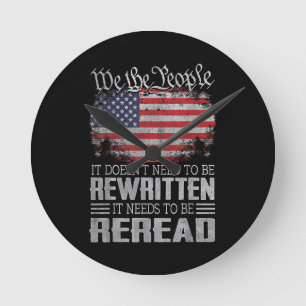 Reloj Redondo Mediano La Constitución de la Bandera de Estados Unidos ne