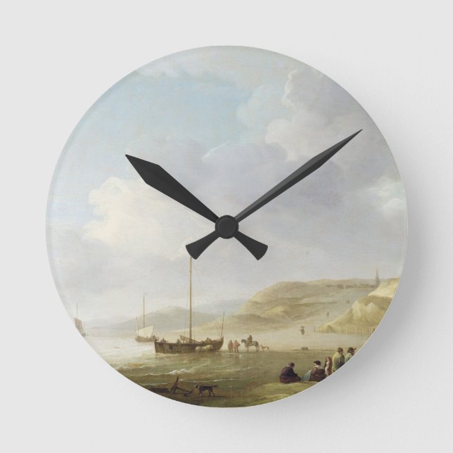 Reloj Redondo Mediano La costa cerca de Scheveningen con rosas de la (Anverso)