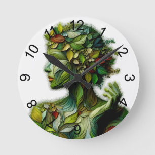 Reloj Redondo Mediano La Dama Verde - Fondo Blanco