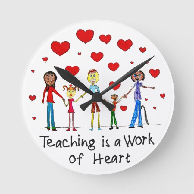 Reloj Redondo Mediano La enseñanza es un trabajo de corazón (Anverso)