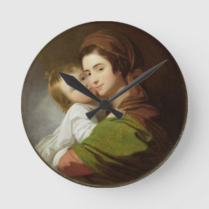 Reloj Redondo Mediano La esposa del artista, Elizabeth, y su hijo Raphae