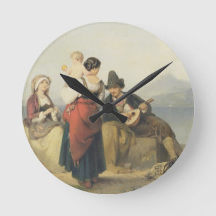 Reloj Redondo Mediano La familia napolitana, 1865 (aceite en el panel)
