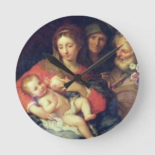 Reloj Redondo Mediano La familia santa con Elizabeth (aceite en el