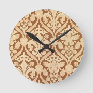 Reloj Redondo Mediano La "flor de lis", papel pintado de la reproducció