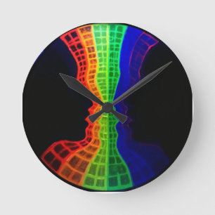 Reloj Redondo Mediano La fuente del arcoiris colorido y amoroso