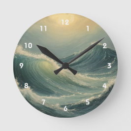 Reloj Redondo Mediano La furia del océano al amanecer