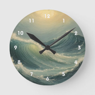 Reloj Redondo Mediano La furia del océano al amanecer
