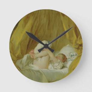 Reloj Redondo Mediano "La Gimblette", chica con un perro, c.1770 (aceite