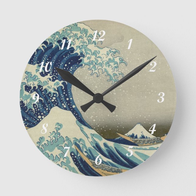 Reloj Redondo Mediano La gran onda de Hokusai de Kanagawa (Anverso)
