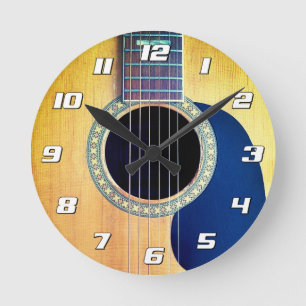 Reloj Redondo Mediano La guitarra acústica reducida con números
