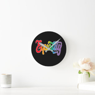 Reloj Redondo Mediano La igualdad de la bandera arcoiris del Orgullo LGB