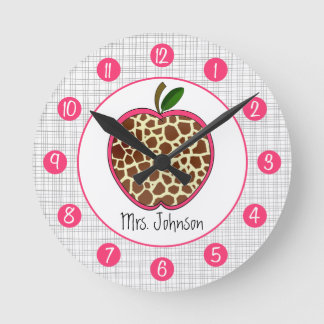 Reloj Redondo Mediano La jirafa Apple personalizado registra para los