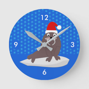 Reloj Redondo Mediano La morada de los Navidades y los copos de nieve