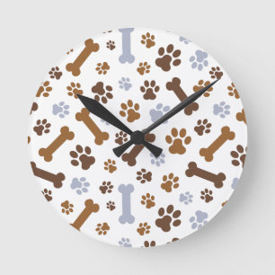Reloj Redondo Mediano La pata del perro imprime el modelo