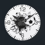 Reloj Redondo Mediano La pelota de fútbol se estalla<br><div class="desc">El ilustracion de la pelota de fútbol sale de camisetas y mercadería. Puede cambiar el color de fondo a su equipo de fútbol favorito y también puede personalizarlo.</div>