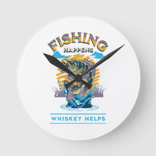 Reloj Redondo Mediano La pesca sucede. ¡El whisky ayuda!