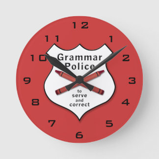 Reloj Redondo Mediano La policía de la gramática Badge