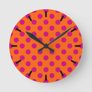 Reloj Redondo Mediano La polka de Fuchsia da puntapiés al naranja