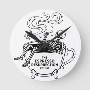 Reloj Redondo Mediano La Resurrección del Espresso Esqueleto Divertido C
