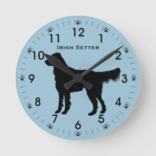 Reloj Redondo Mediano La silueta de perro guardián irlandesa personaliza