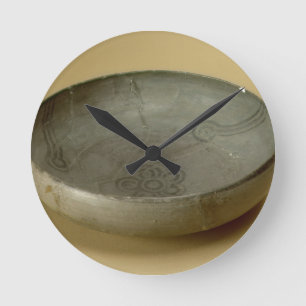 Reloj Redondo Mediano La terracota pintó las mercancías grises,