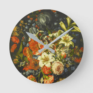 Reloj Redondo Mediano La vida con flores y fruta