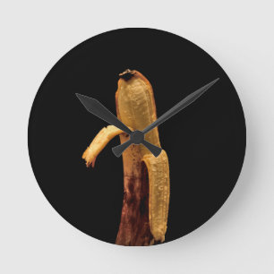 Reloj Redondo Mediano La vida de la banana con medio despellejón