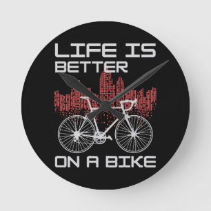 Reloj Redondo Mediano La vida es mejor en bicicleta