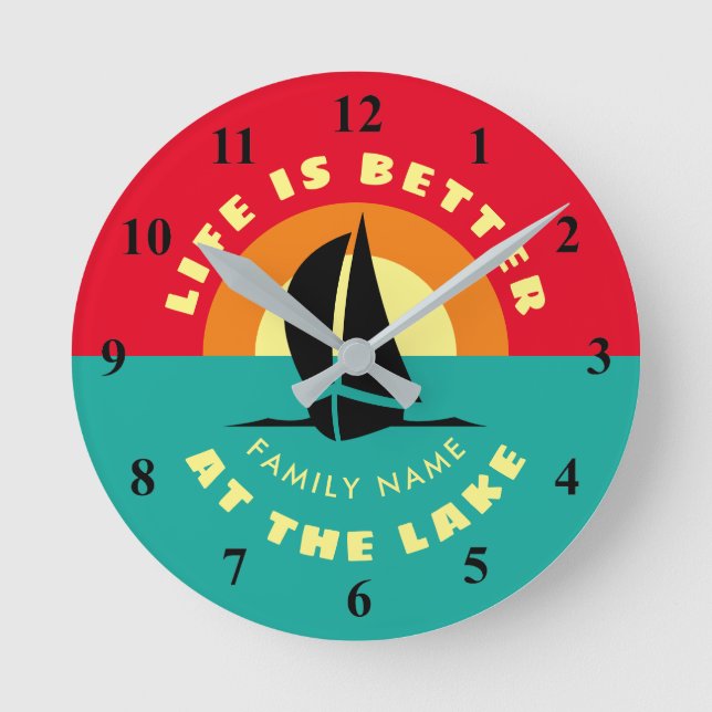 Reloj Redondo Mediano La vida es mejor en la cocina de nombre personaliz (Anverso)