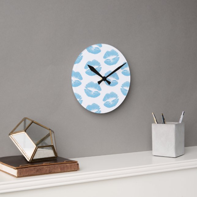 Reloj Redondo Mediano Labios Azules, Patrón De Labios, Labios Azules, Be (Oficina)