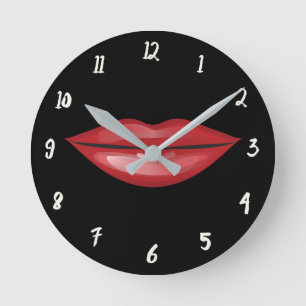 Reloj Redondo Mediano Labios Rojos Pintalabios Beso Glamour Glamour
