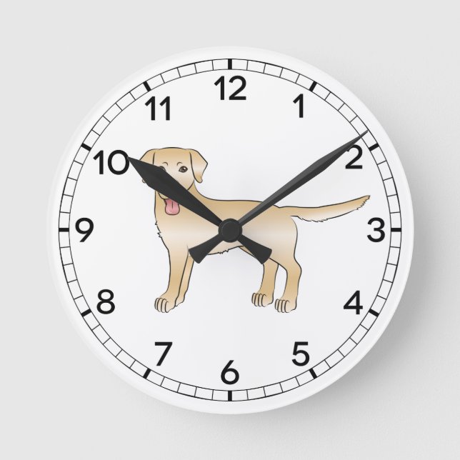 Reloj Redondo Mediano Labrador amarillo recuperador caricatura Ilustraci (Anverso)