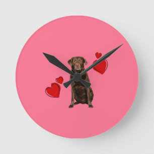 Reloj Redondo Mediano Labrador de chocolate feliz día de San Valentín