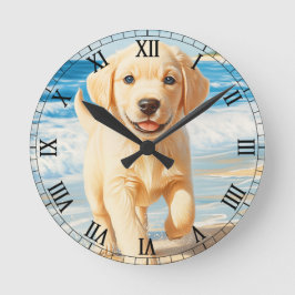 Reloj Redondo Mediano Labrador Retriever Puppy on Beach
