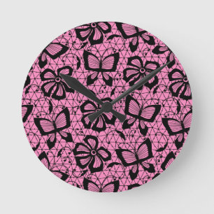 Reloj Redondo Mediano lace pattern with butterflies